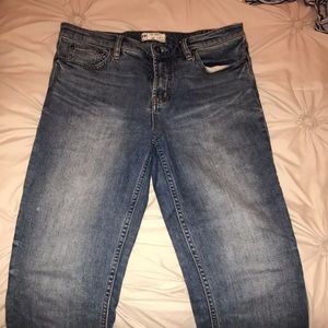 Straight leg mid wash jeans